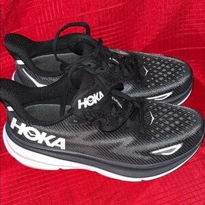 Hoka Black and White Athletic Shoes